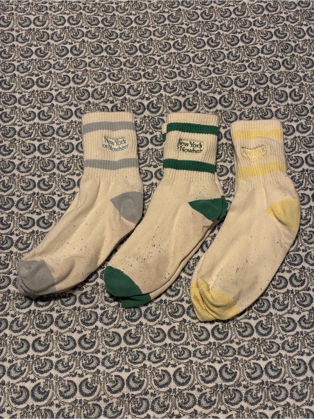 NYON Court-side Crew Sock 3-Pack — Light Blue, Green, & Yellow Accents